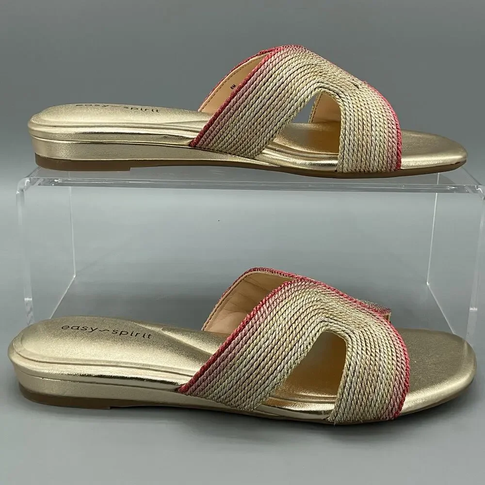 NEW Easy Spirit Women’s Calera Flat Slip on Sandals Light Pink Size 6M